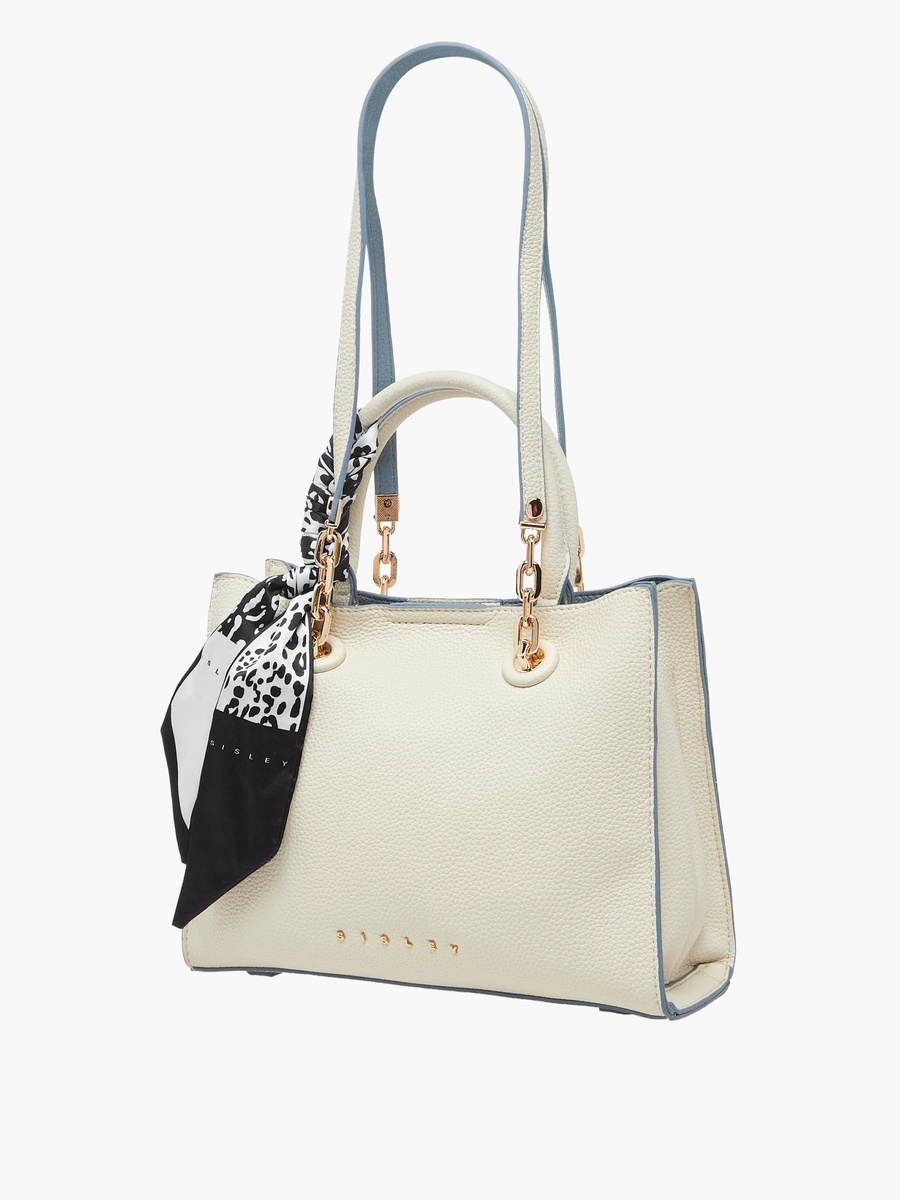 Textured Tote Bag with Scarf Detail