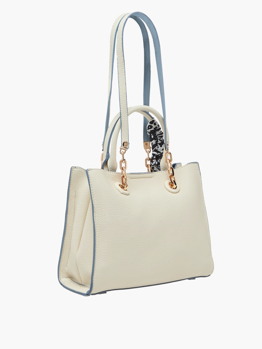 Textured Tote Bag with Scarf Detail