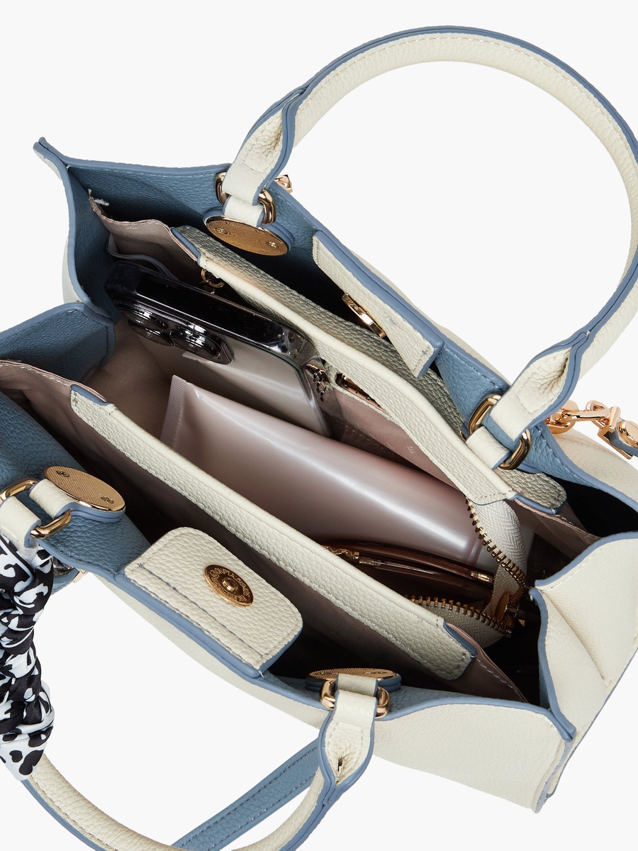 Textured Tote Bag with Scarf Detail
