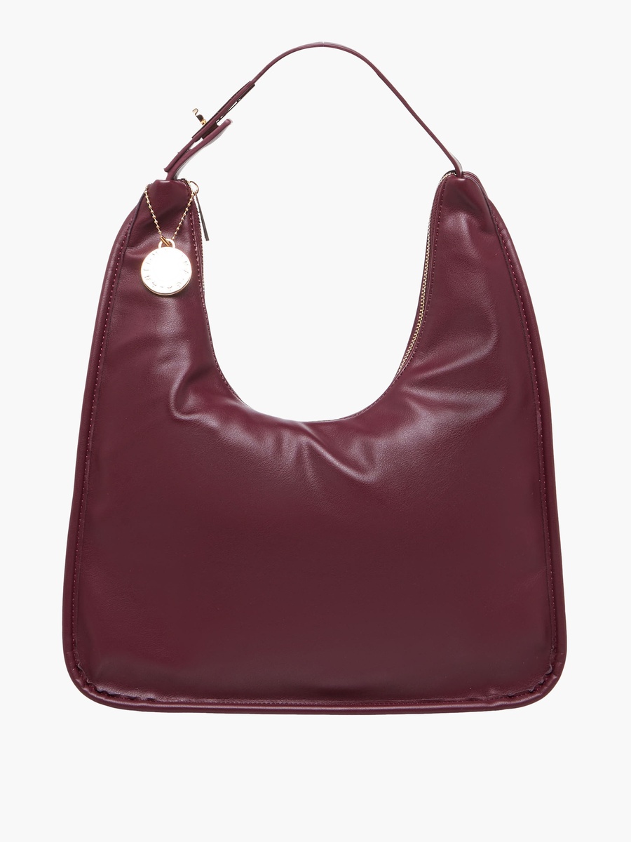 Solid Hobo Bag with Zip Closure