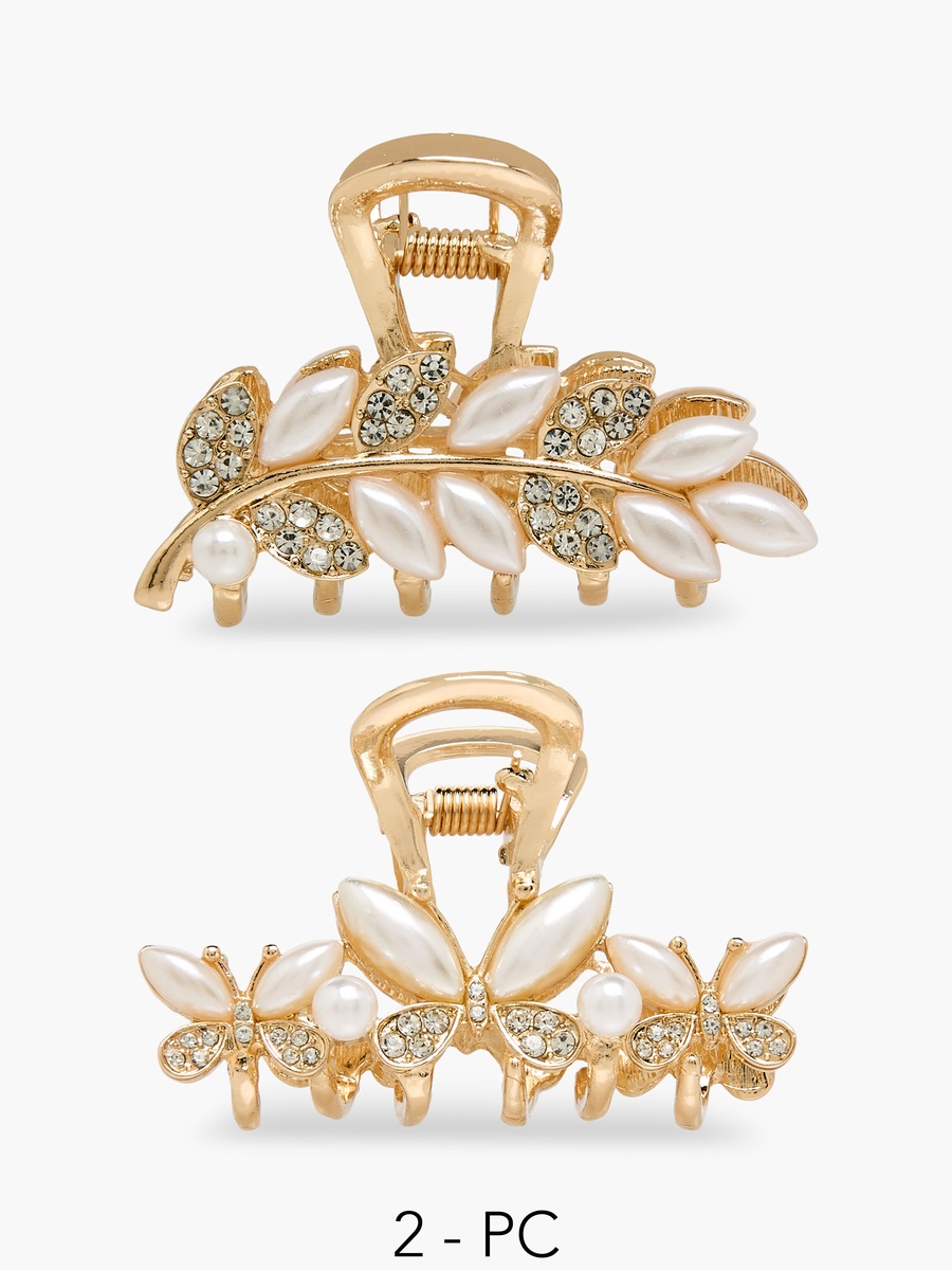 Pack of 2 Assorted Hair Clamps with Embellishment