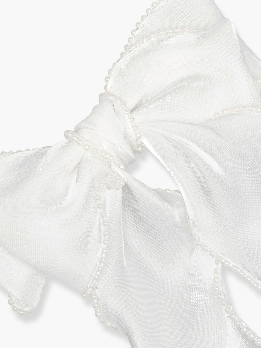 Bow Barrette Hair Clip with Pearl Detail