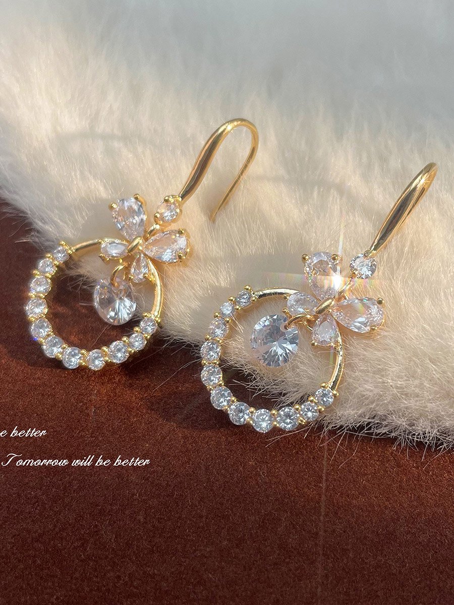 Embellished Butterfly Circle Earrings