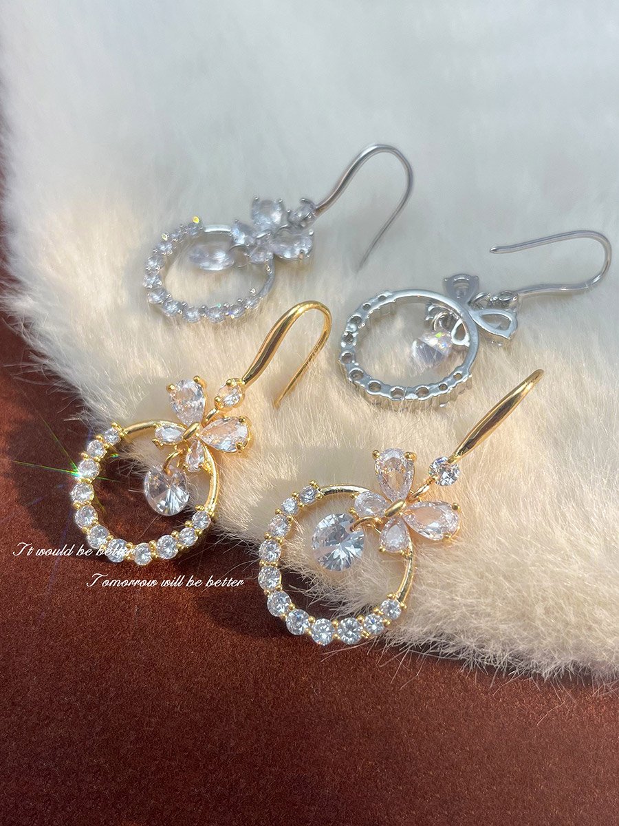 Embellished Butterfly Circle Earrings