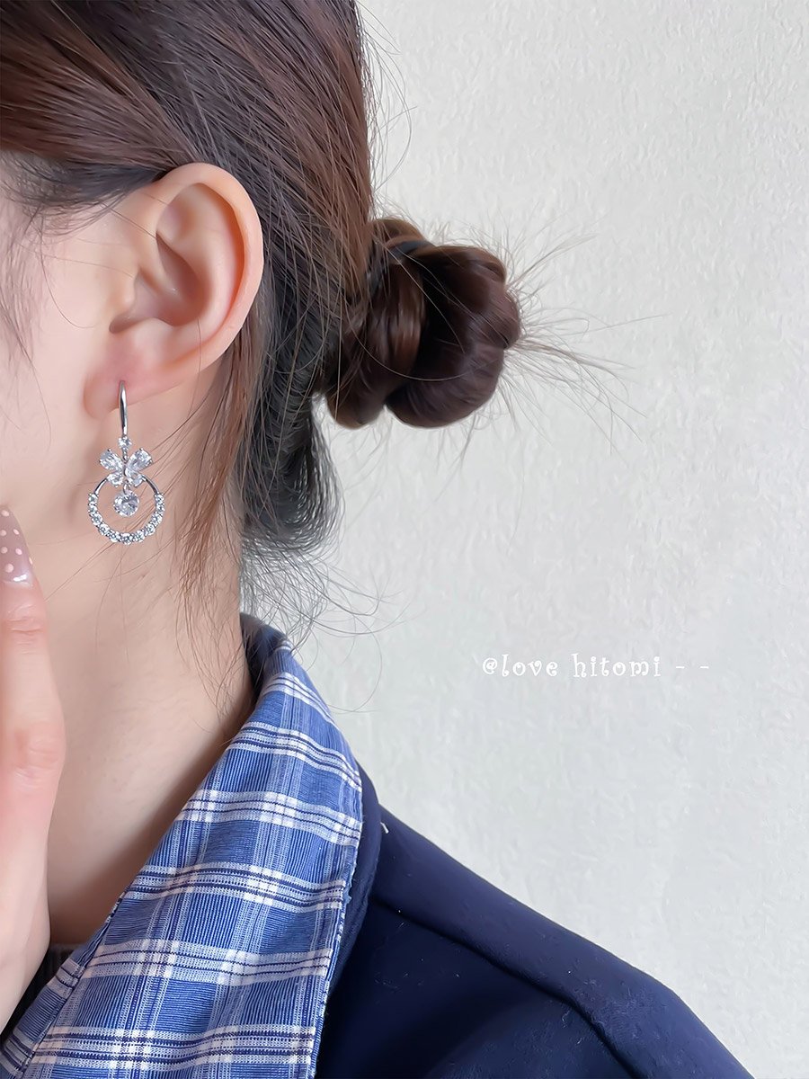Embellished Butterfly Circle Earrings