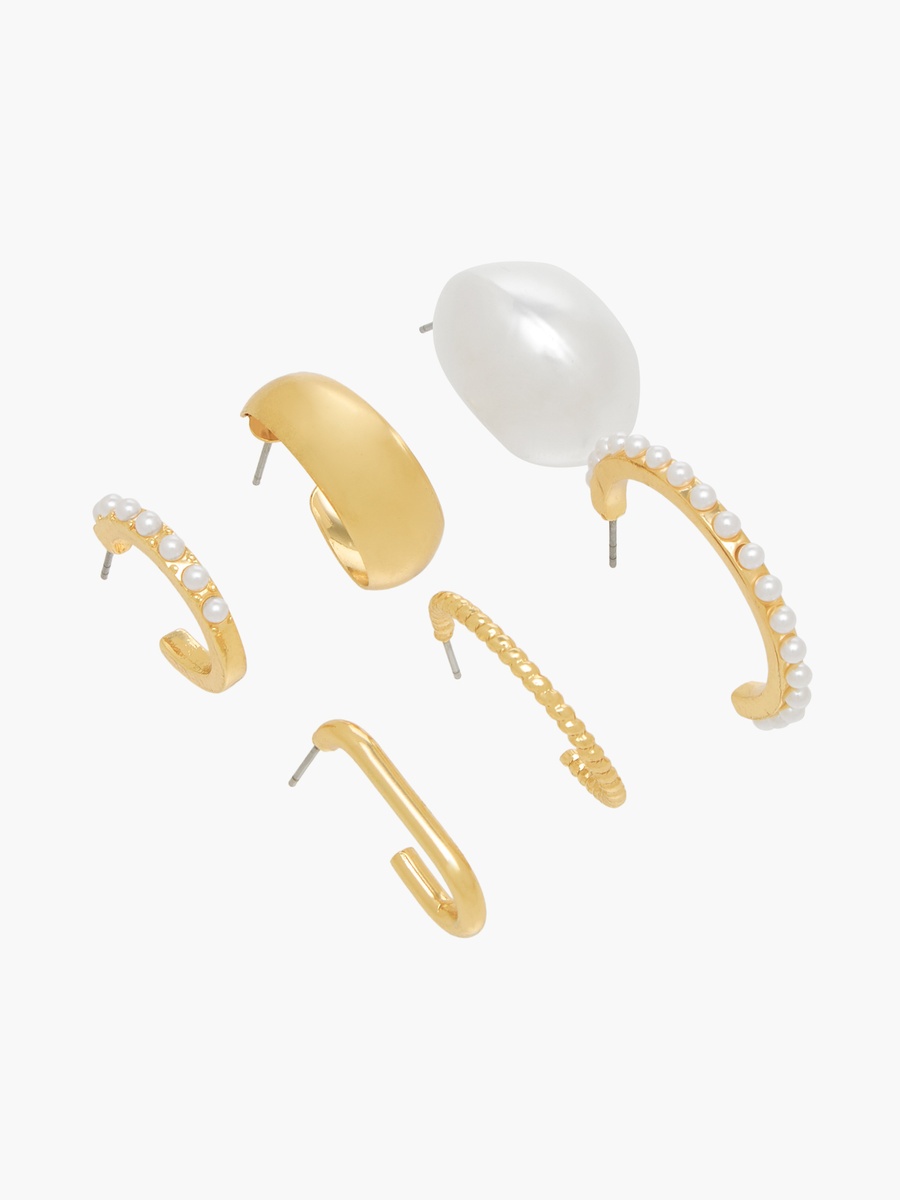 Pack of 6 Metallic Hoop Earrings with Pushback Closure