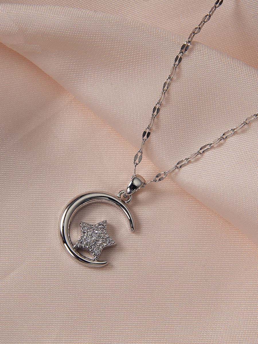 Embellished Star Moon Pendant Necklace