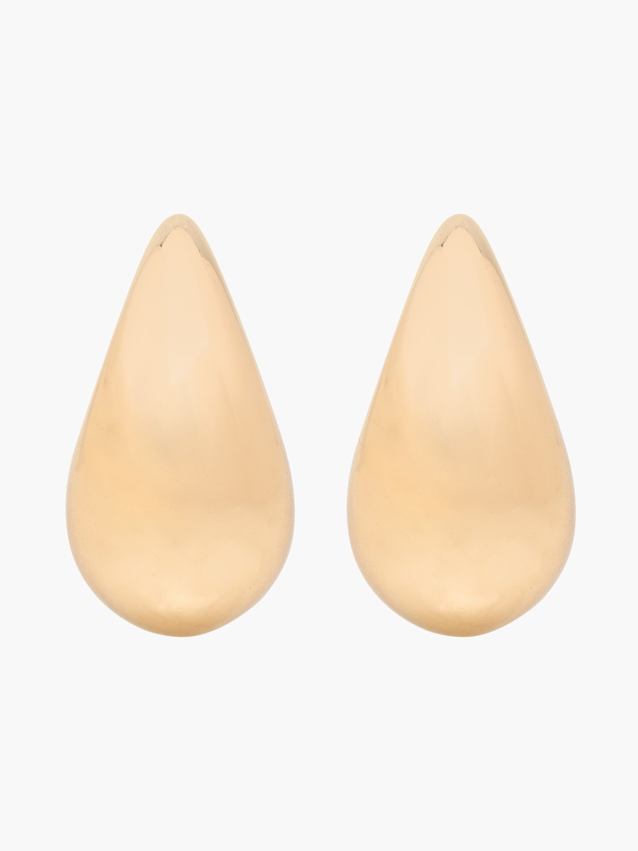 Gold Tone Teardrop Stud Earrings with Pushback Closure