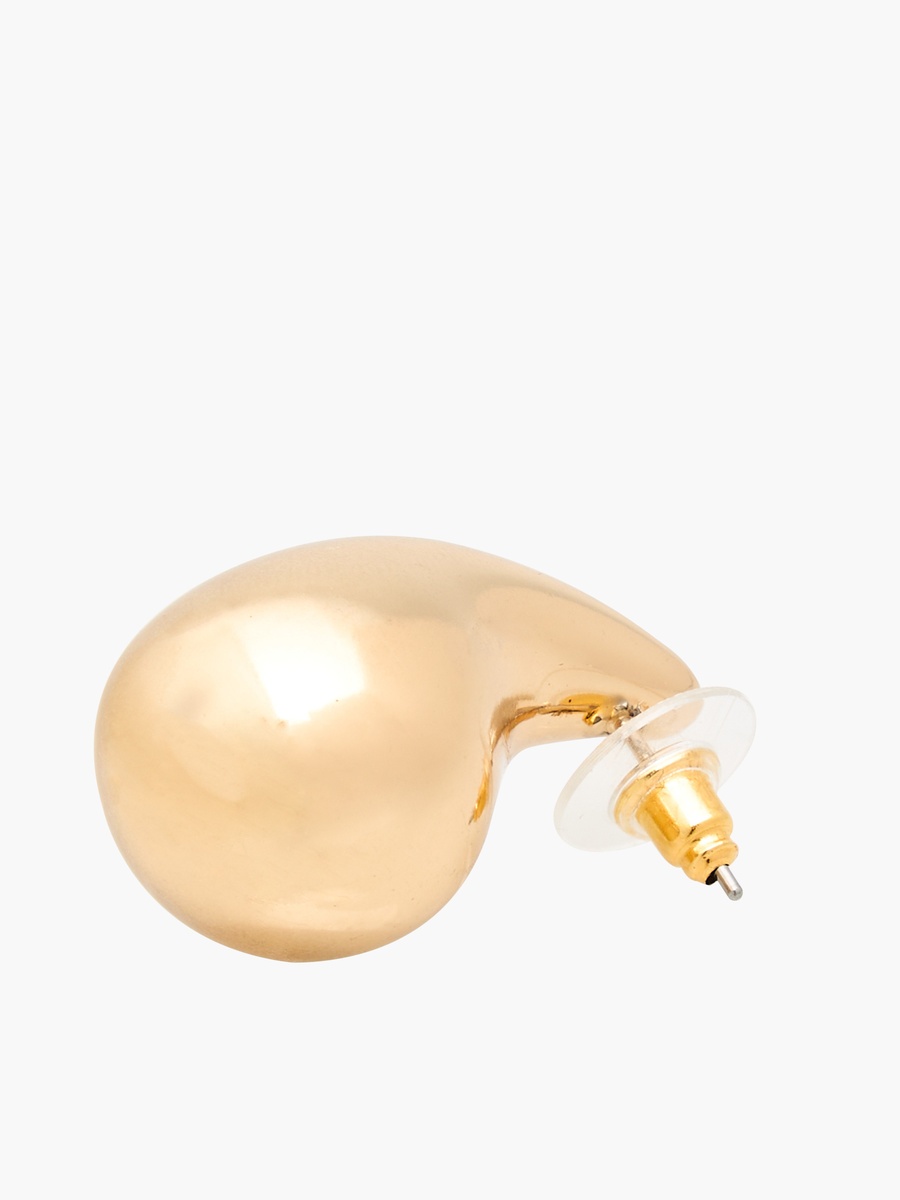 Gold Tone Teardrop Stud Earrings with Pushback Closure
