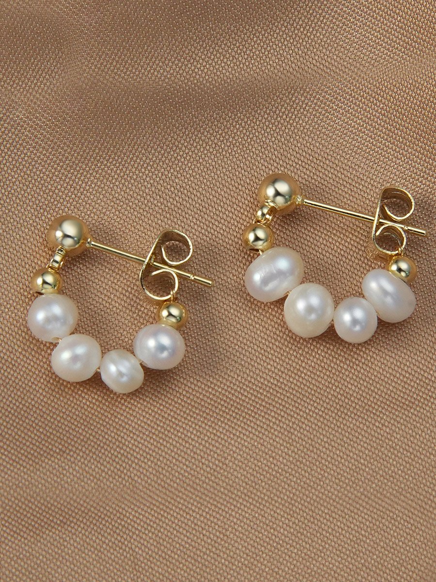 Faux Pearl Hoop Earrings