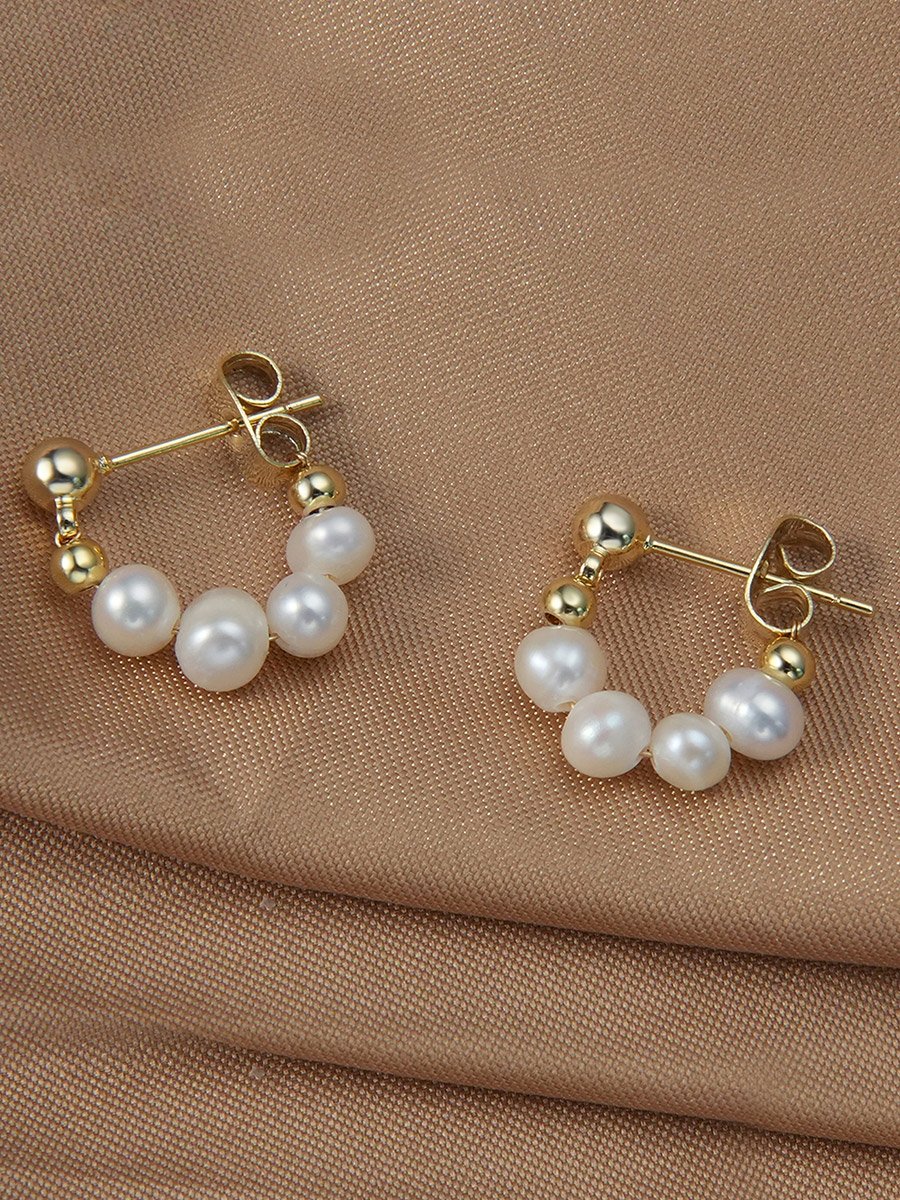Faux Pearl Hoop Earrings