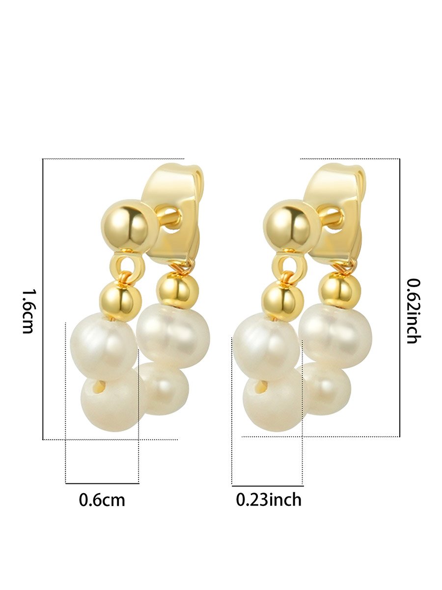 Faux Pearl Hoop Earrings