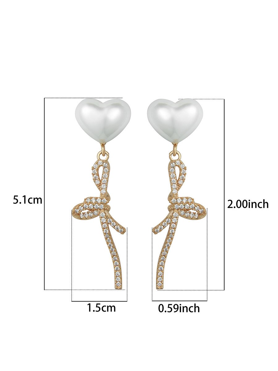 Heart Shape Faux Pearl Embellished Knot Earrings