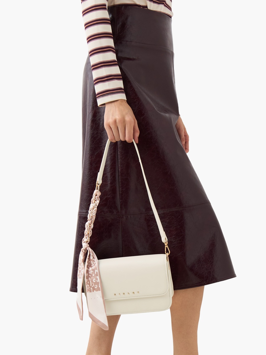 Solid Crossbody Bag with Scarf Detail