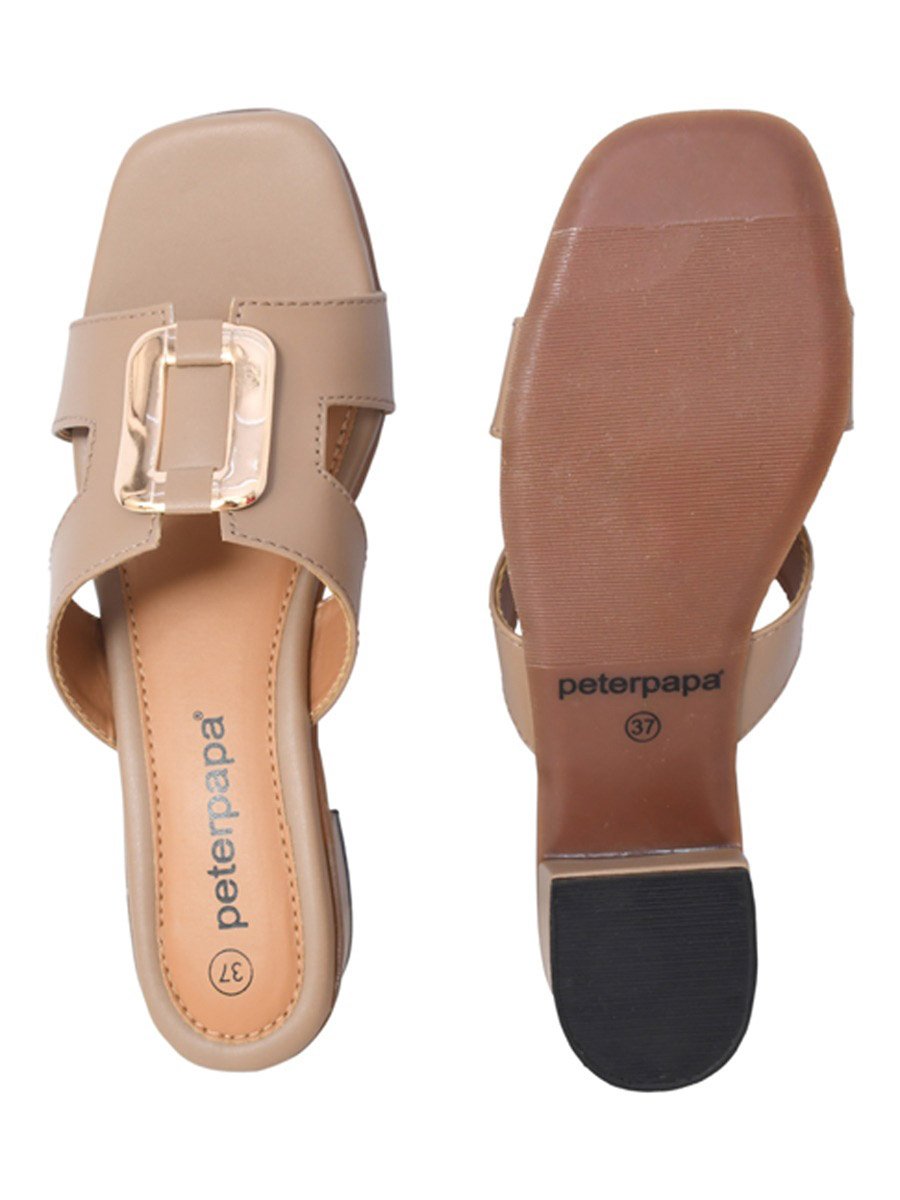 Maya Metal Trim Block Heel Sandals