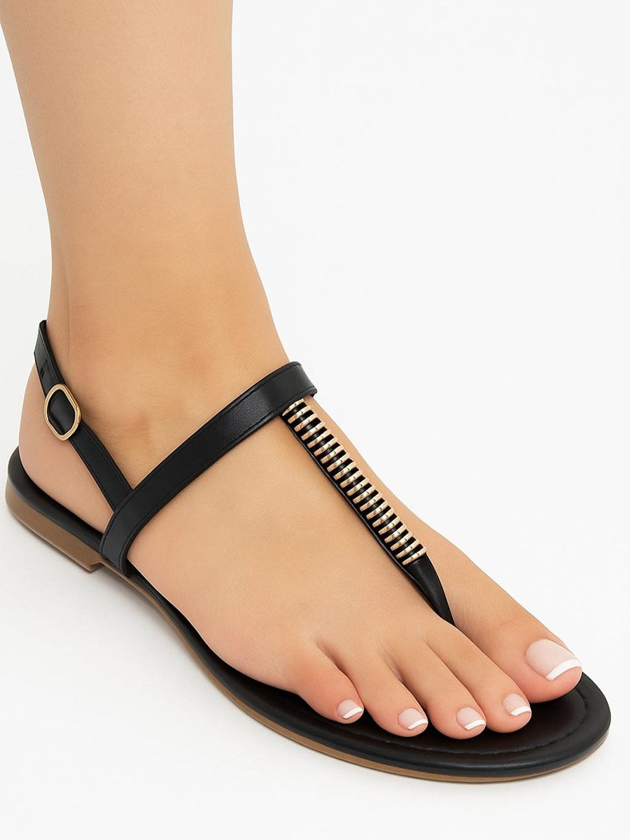 Embellished Strap Sandals with Buckle
