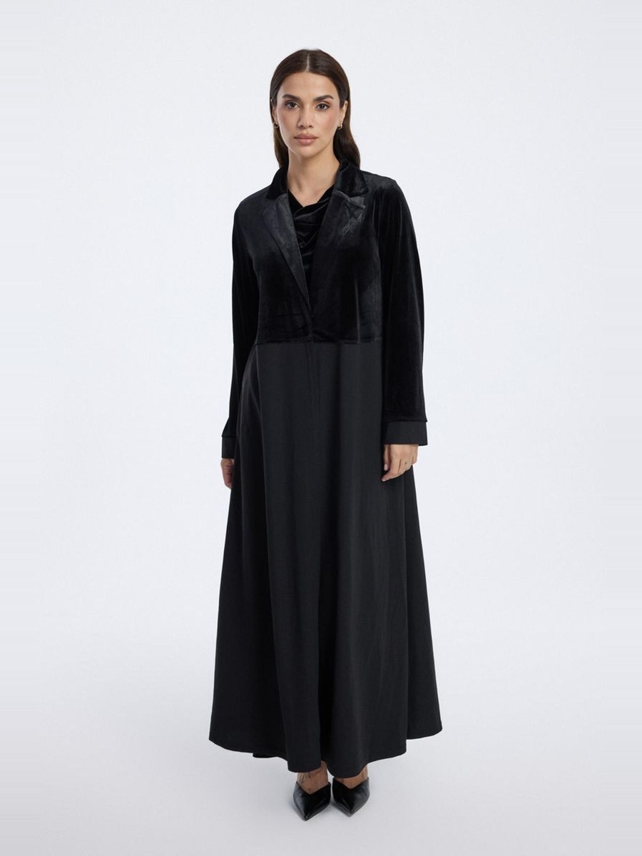 Velvet Panel Longline Abaya