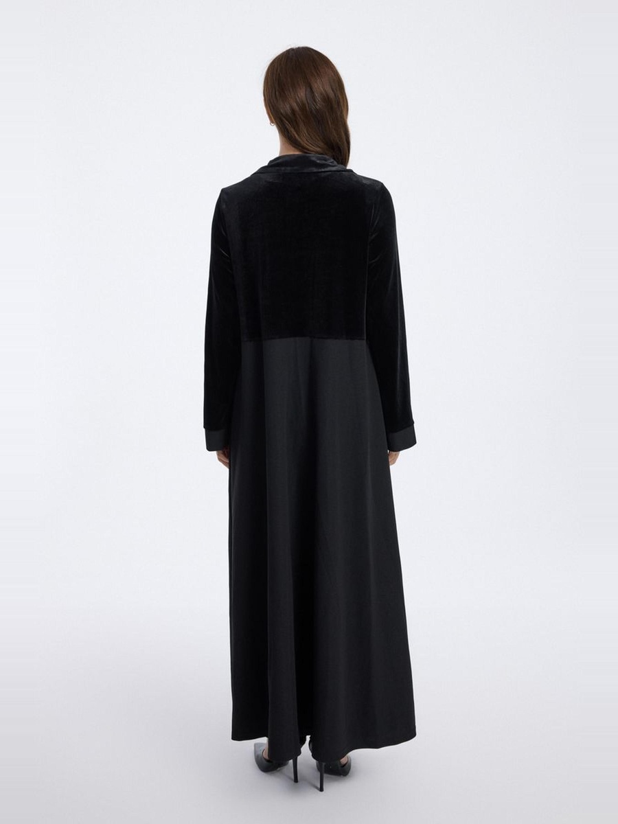 Velvet Panel Longline Abaya