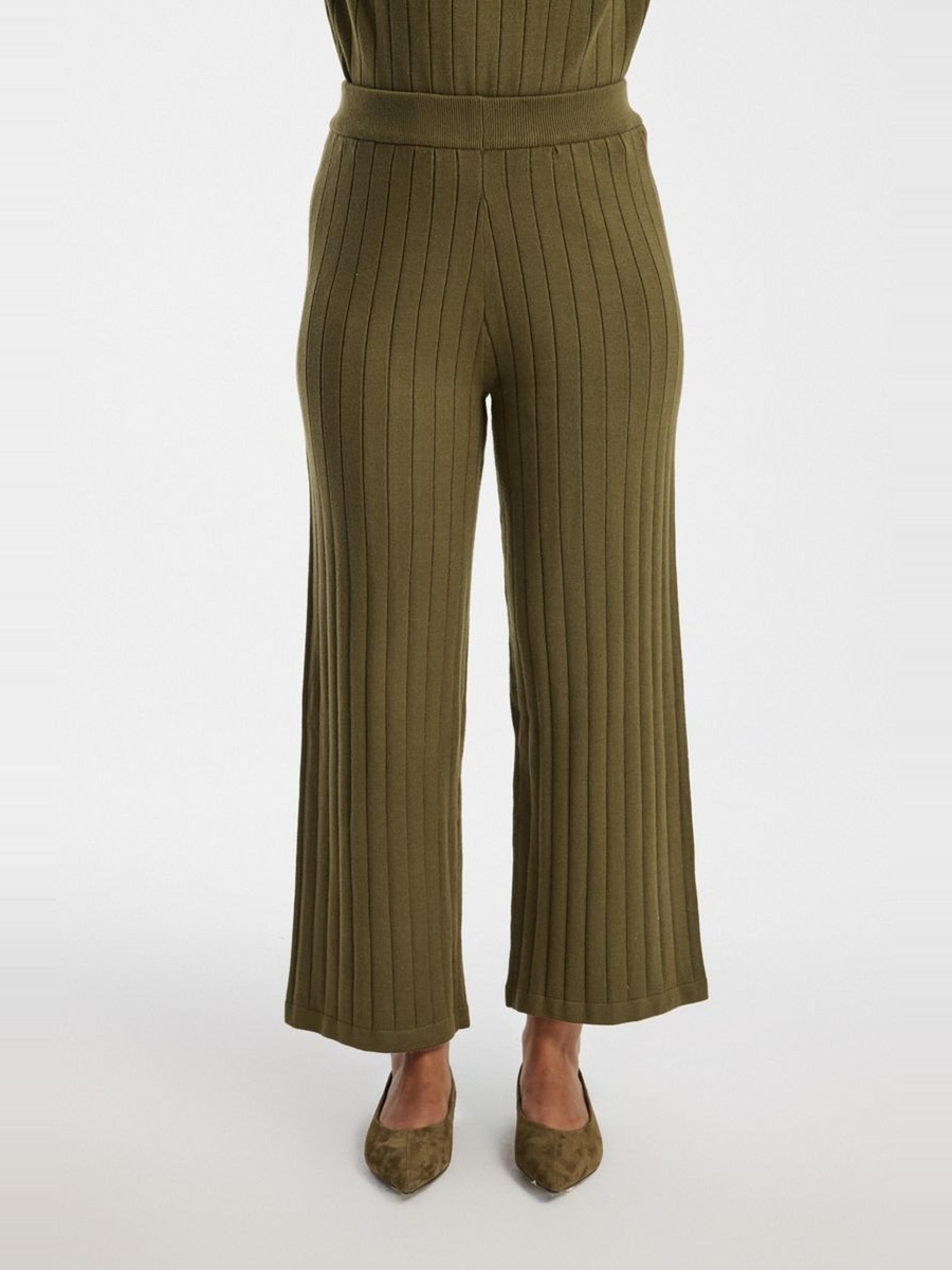 Knit Wide Leg Ribbed Pants