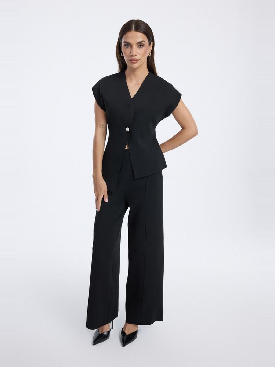 Wide Leg Trousers with Elastic Waist