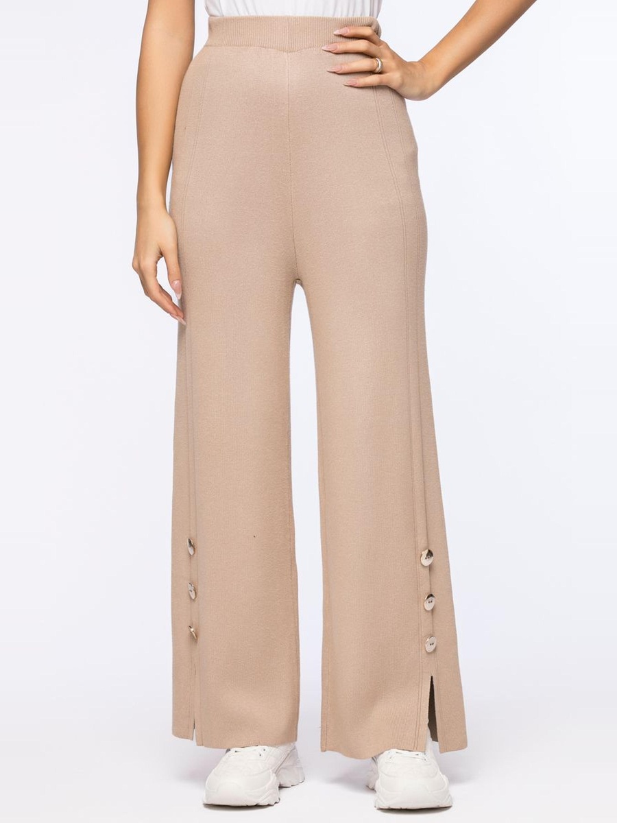 Knitted Pants with Buttons and Slits