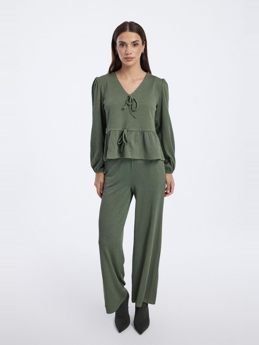 Wide Leg Textured Pants