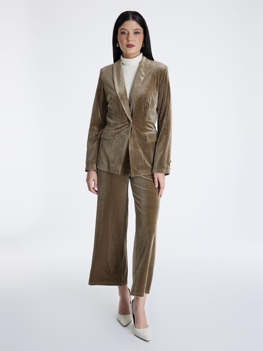 Velvet Patterned Straight Trousers