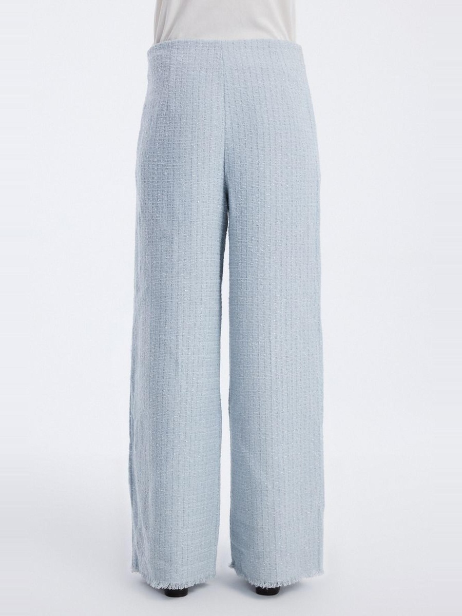 Wide Leg Tweed Trousers with Buttons