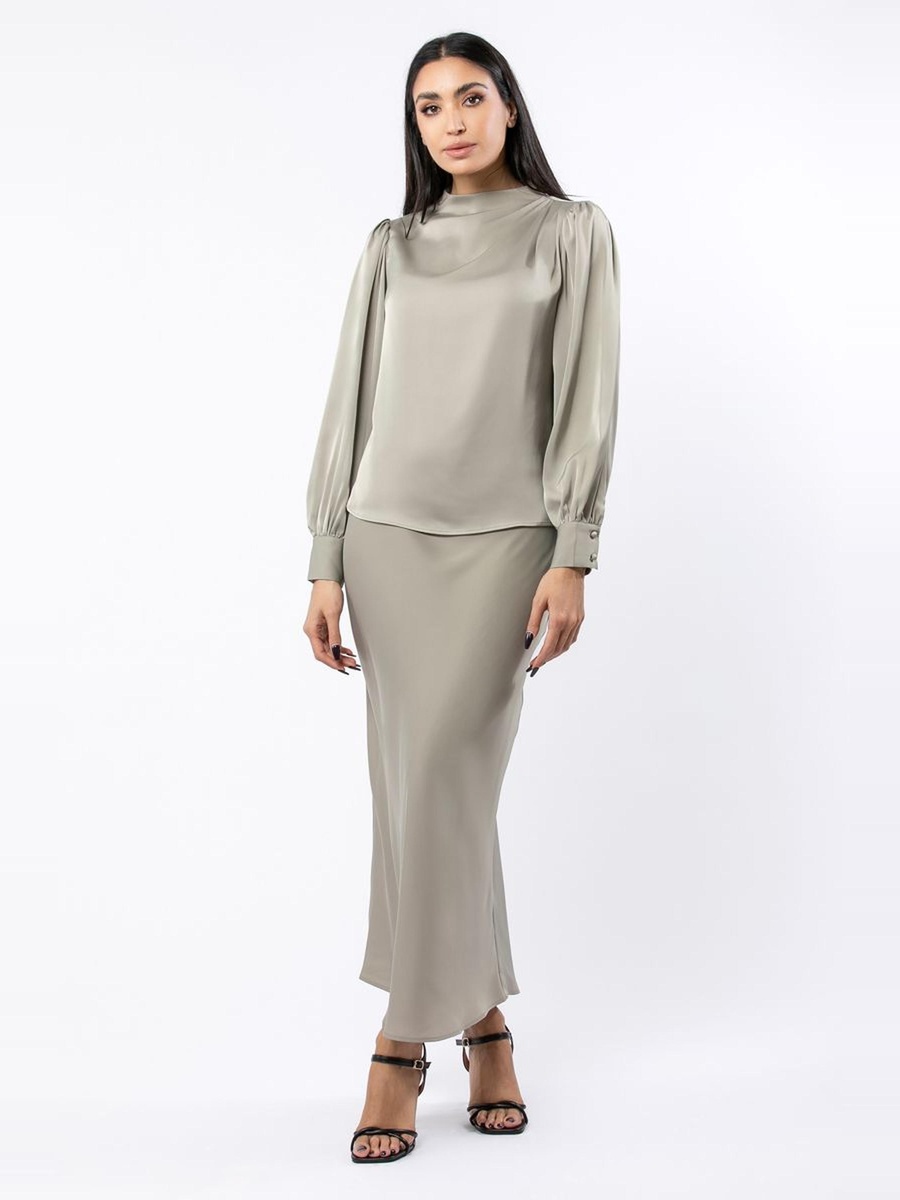 Solid Colored Satin Blouse