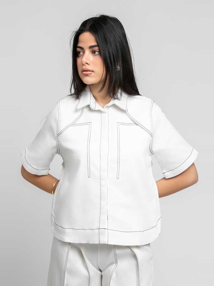 Contrast Stitch Short Sleeve Shirt