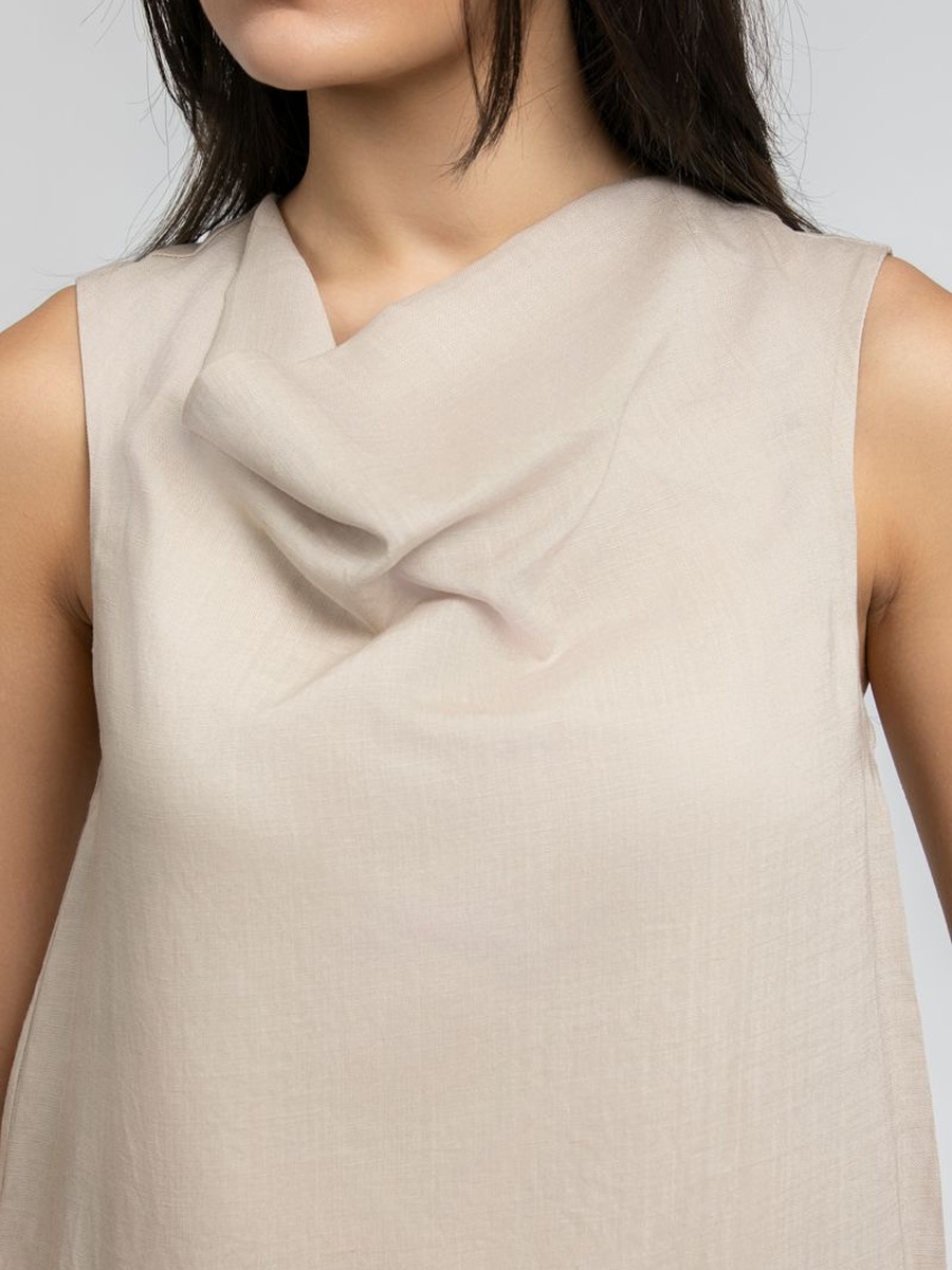 Sleeveless Top with Draped Neck