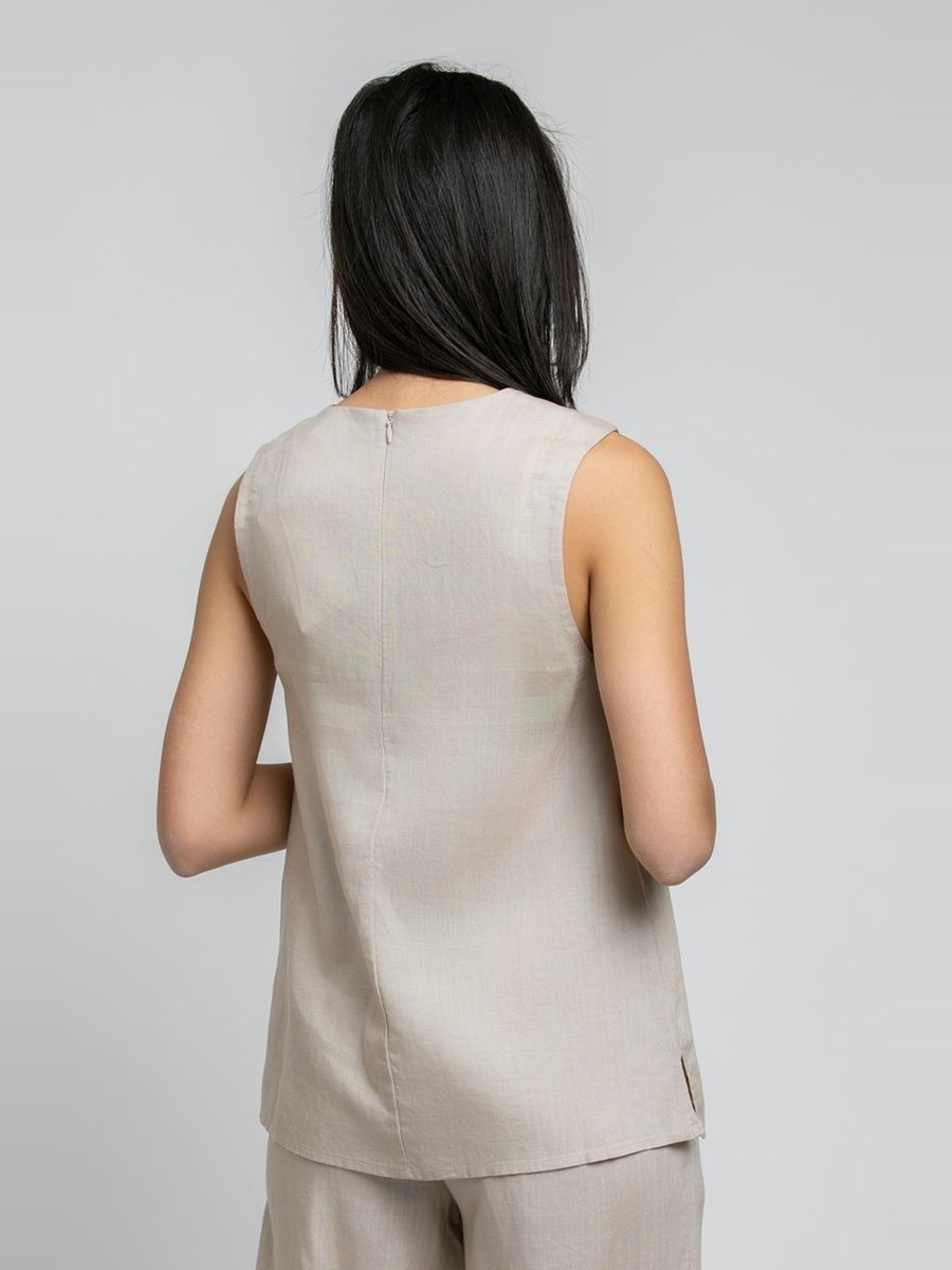Sleeveless Top with Draped Neck