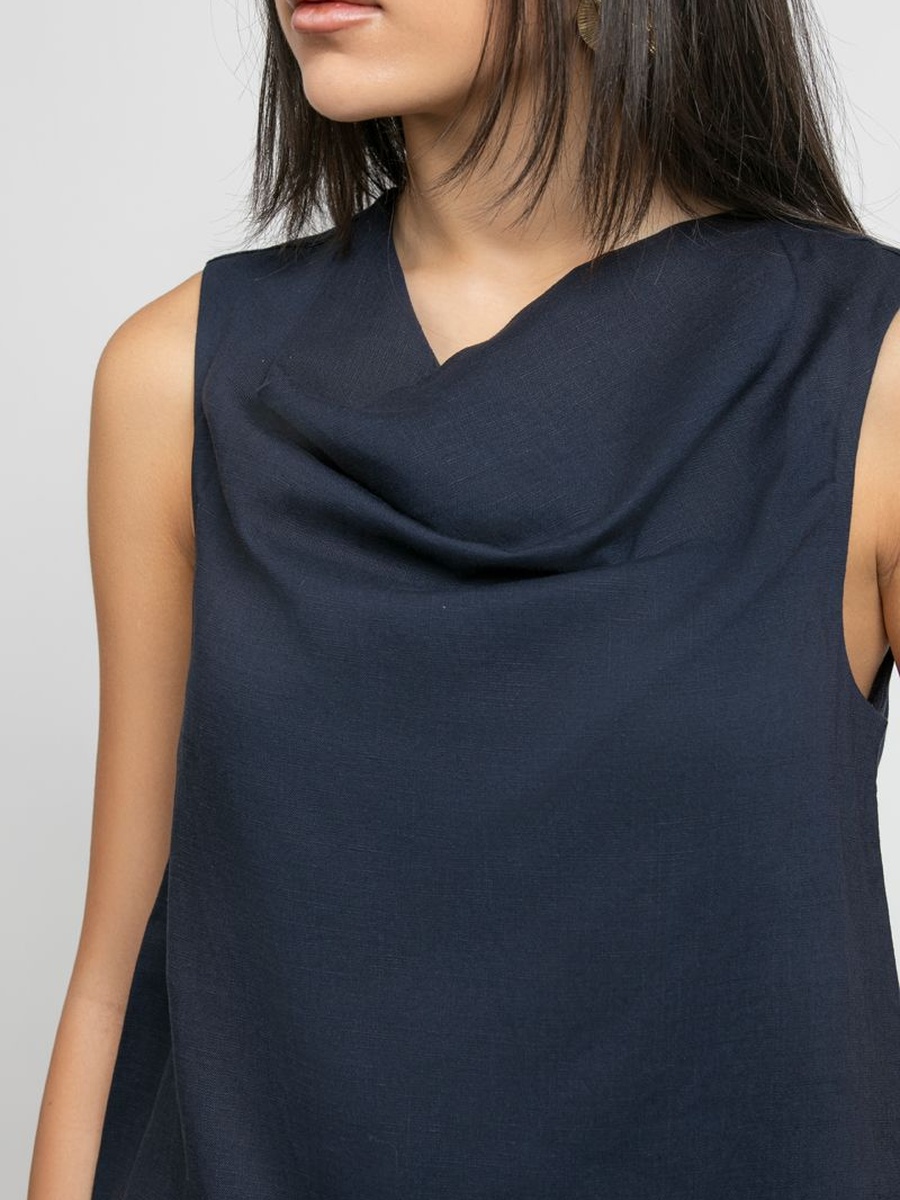 Sleeveless Top with Draped Neck