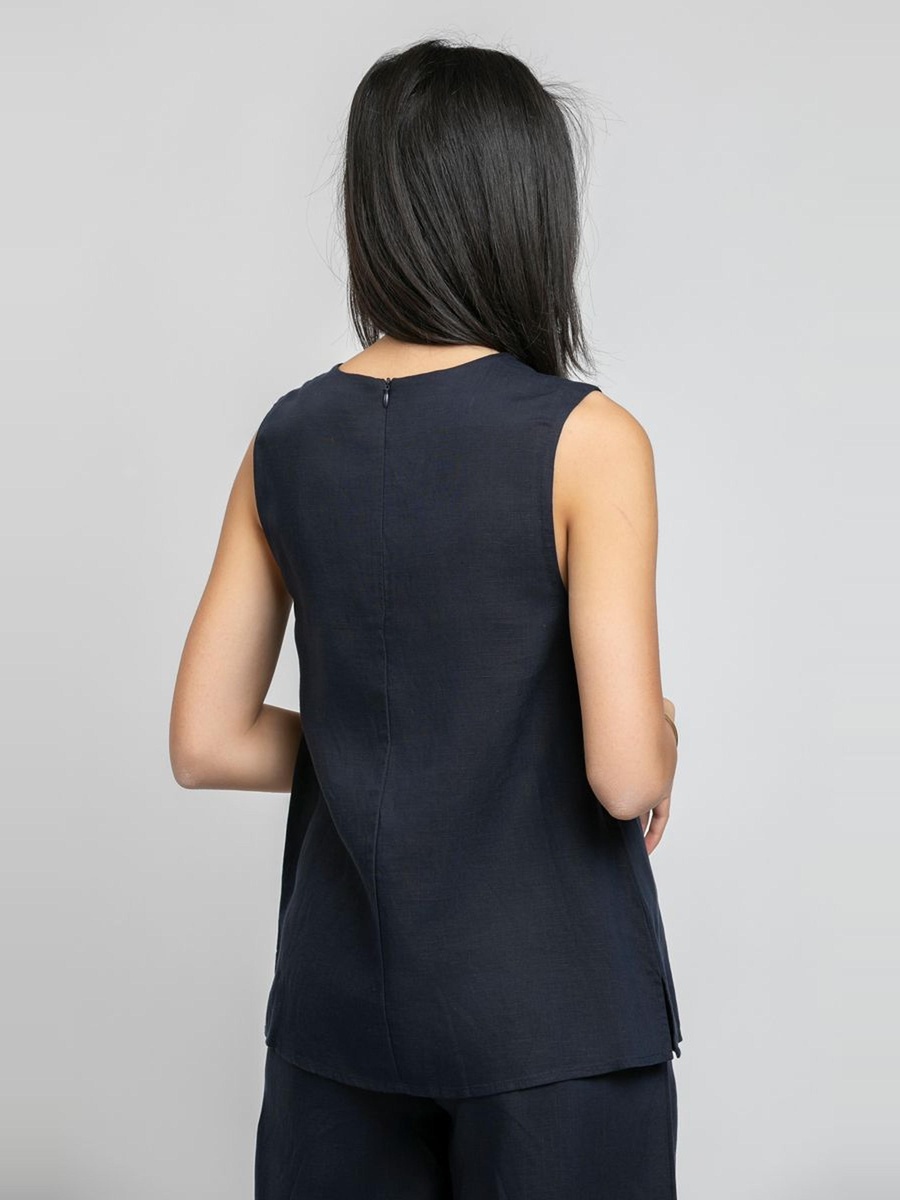 Sleeveless Top with Draped Neck