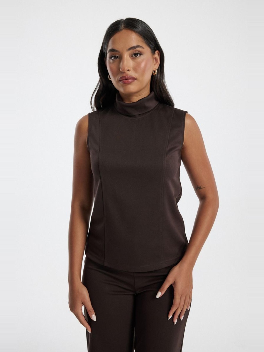 Sleeveless Mock Neck Blouse