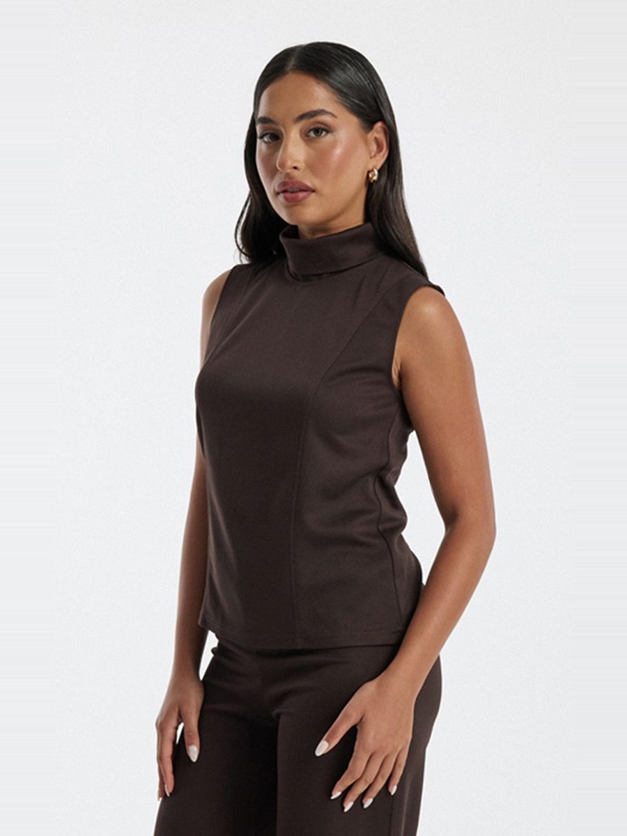 Sleeveless Mock Neck Blouse