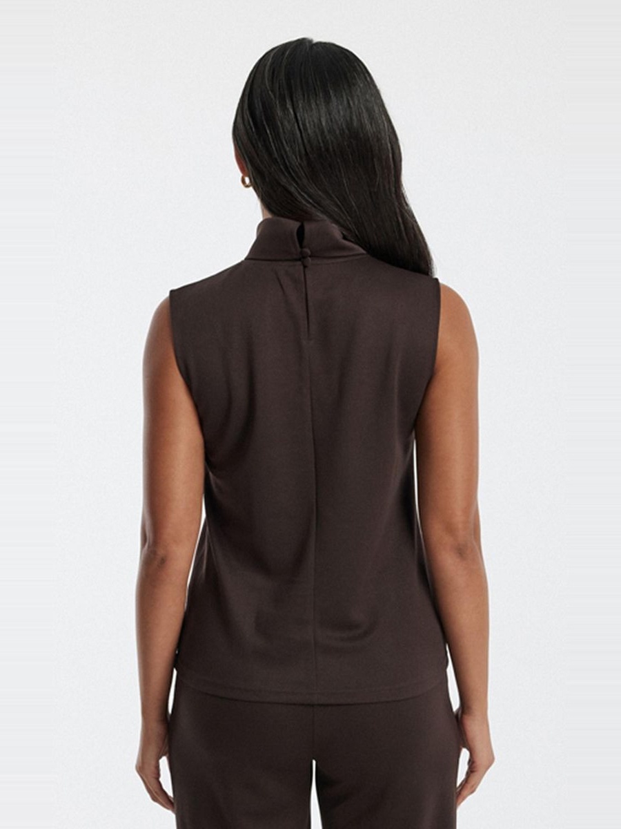 Sleeveless Mock Neck Blouse
