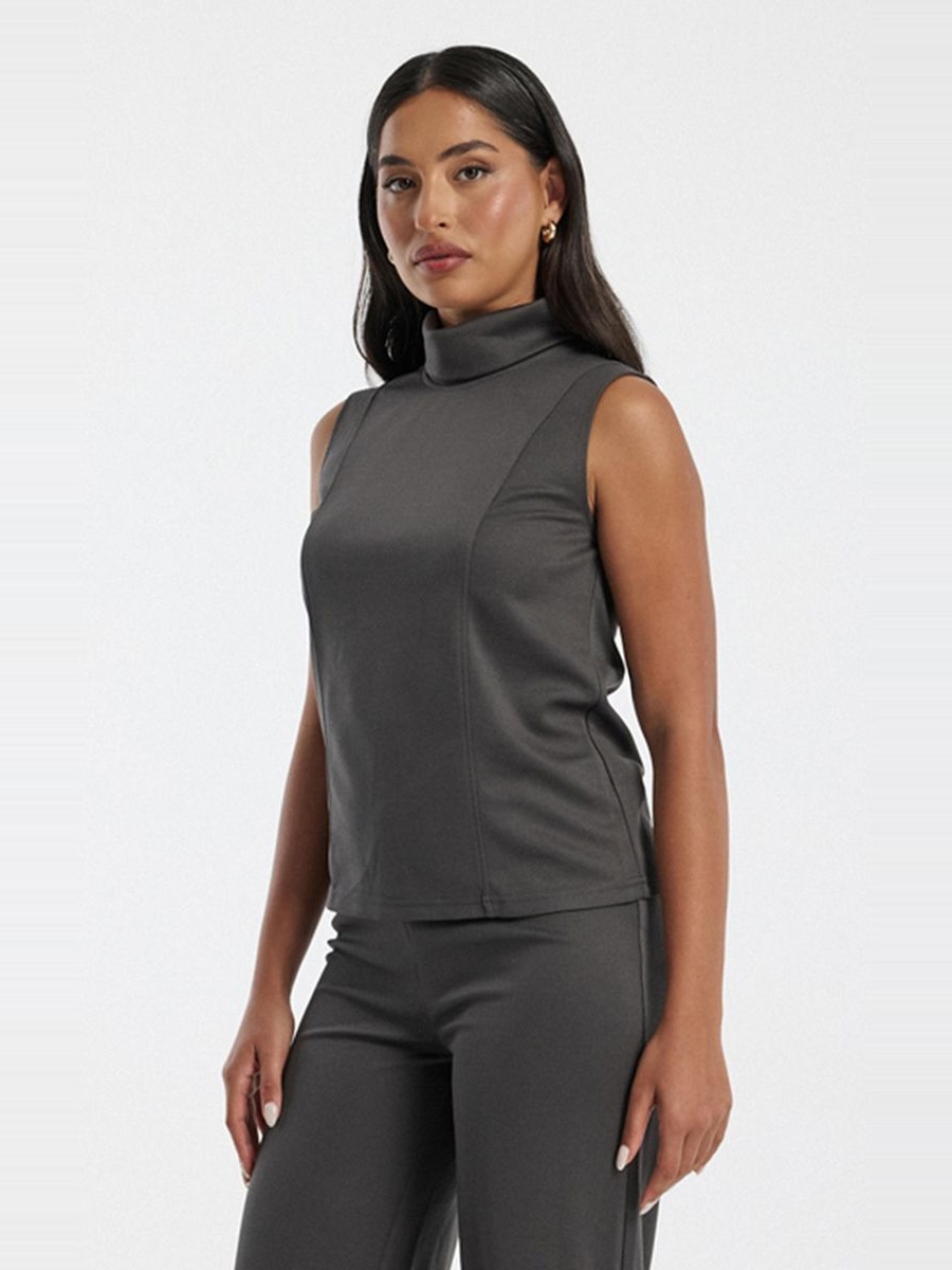 Sleeveless Mock Neck Blouse