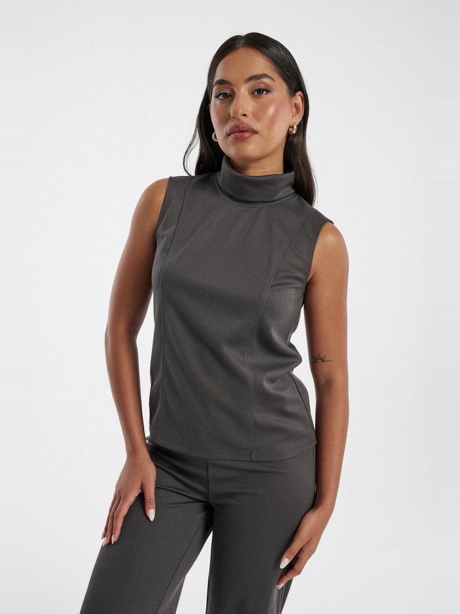 Sleeveless Mock Neck Blouse