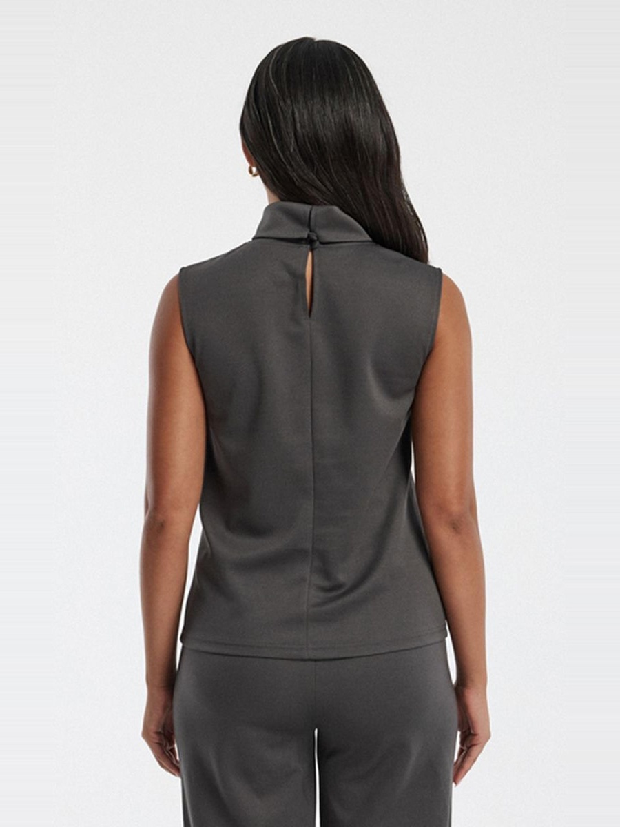 Sleeveless Mock Neck Blouse