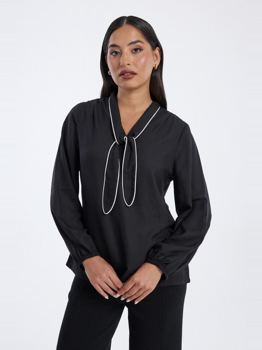 Blouse with Tie Neck Detail
