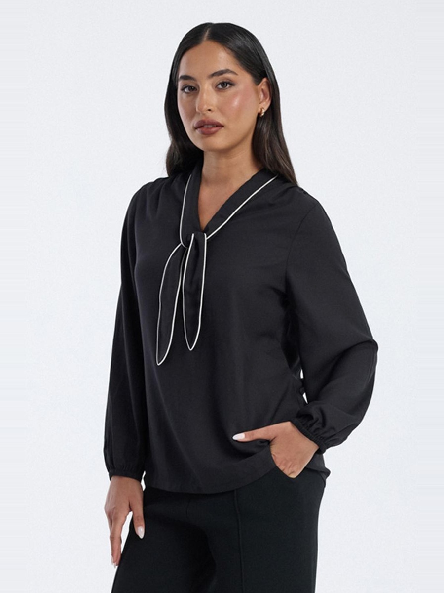 Blouse with Tie Neck Detail
