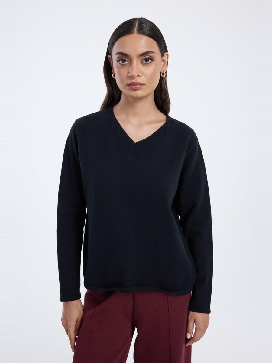 Knit Blouse with Back Buttons