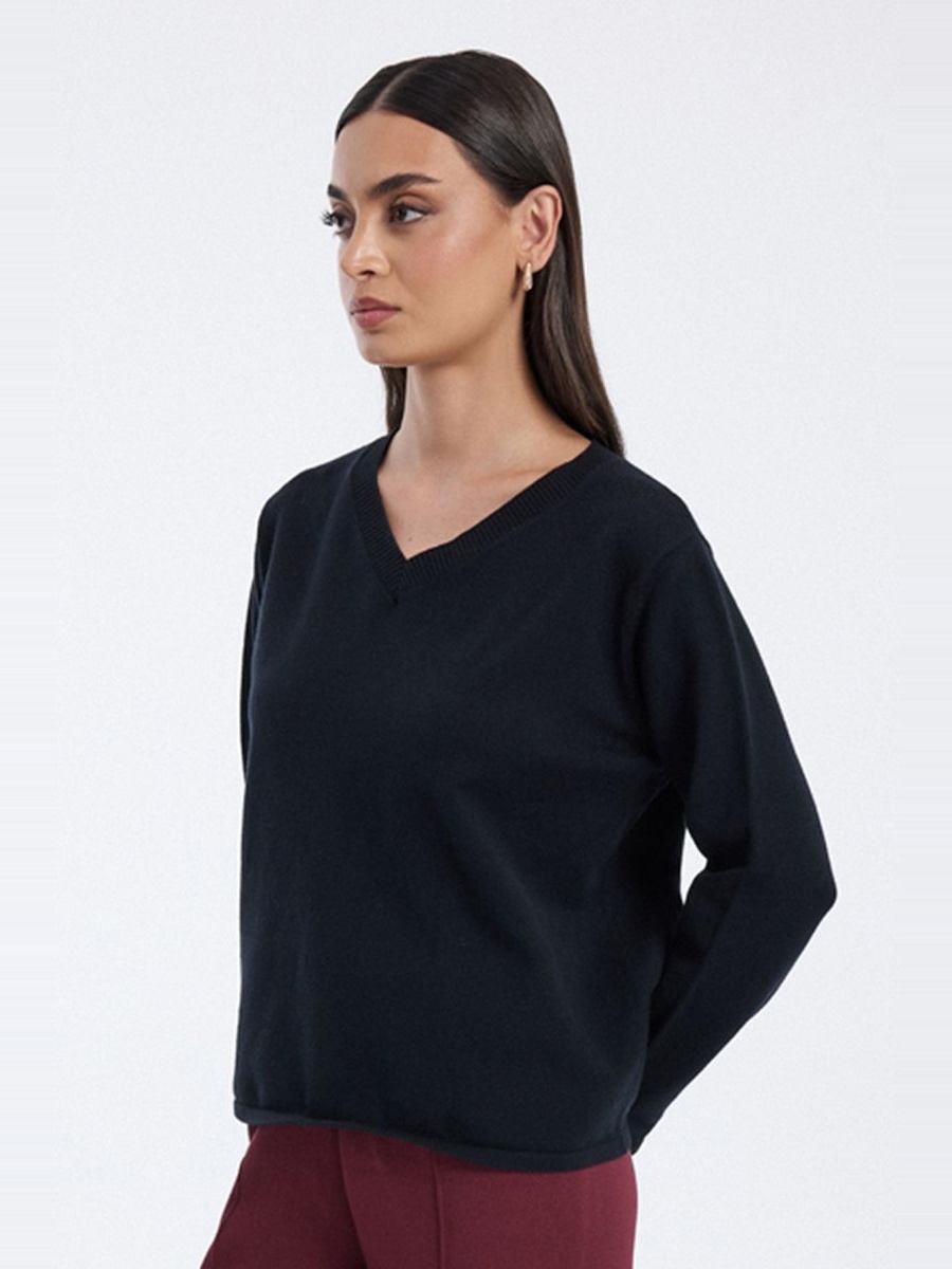 Knit Blouse with Back Buttons