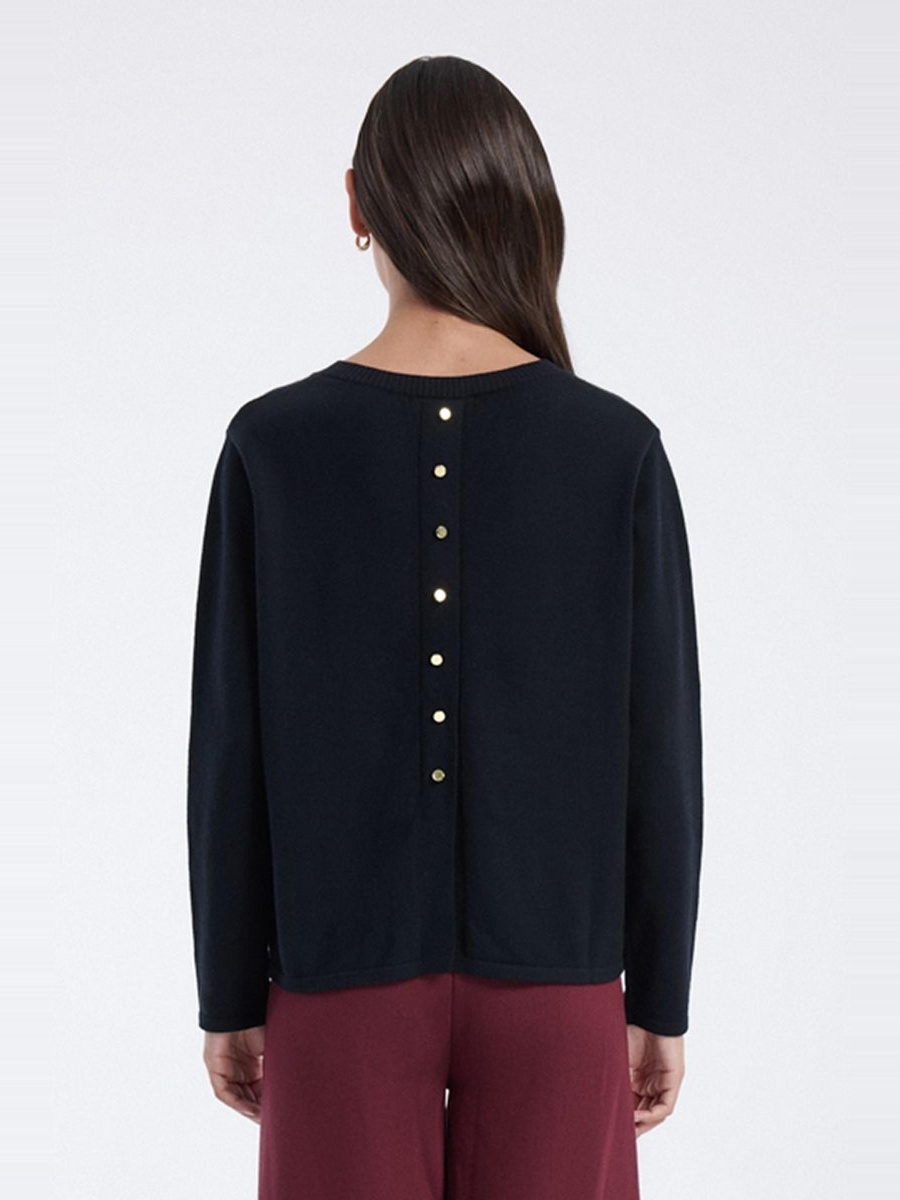 Knit Blouse with Back Buttons