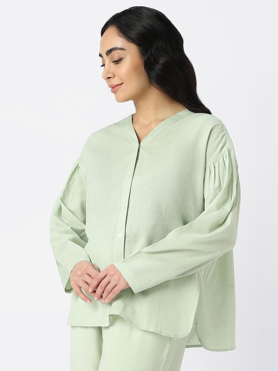 قميص فضفاض بلون موحد