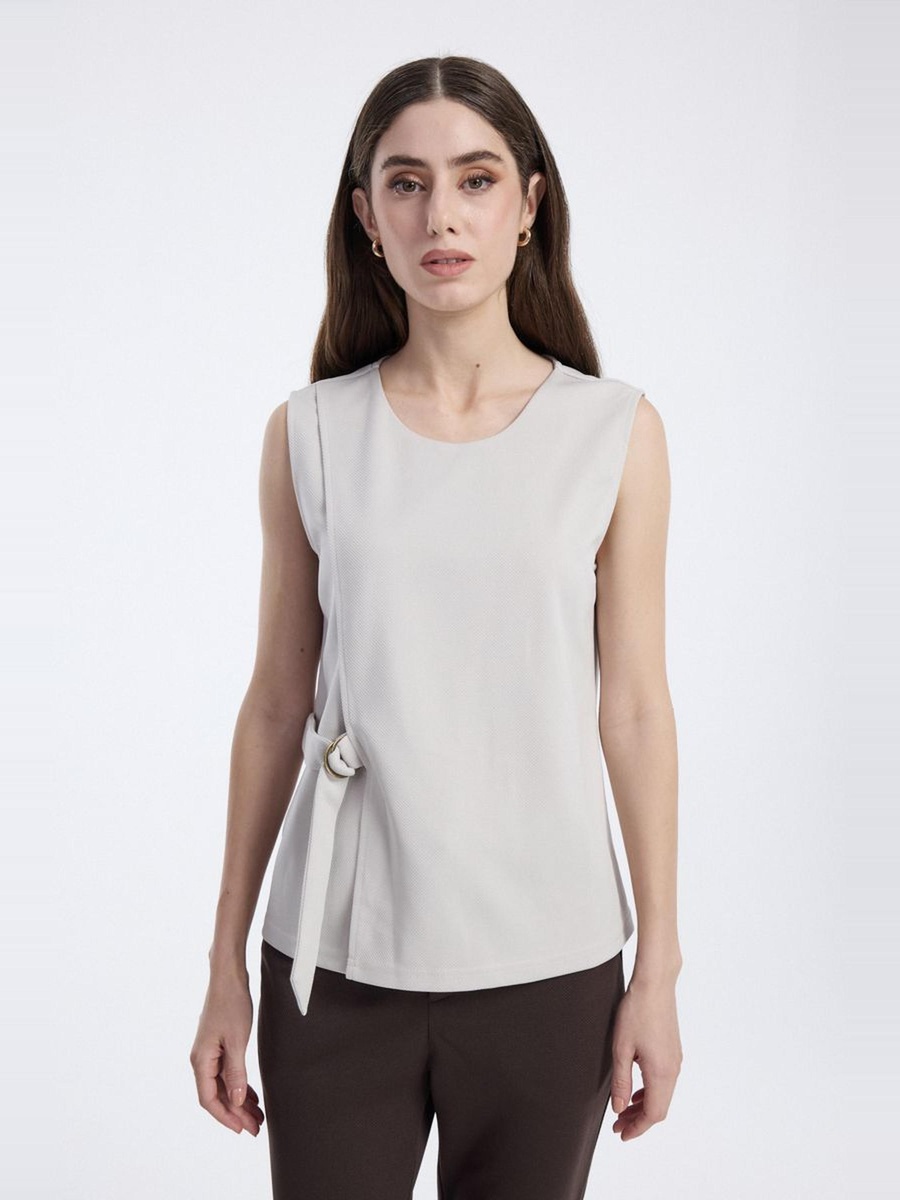 Sleeveless Blouse with Side Tie