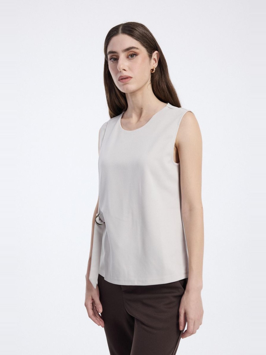 Sleeveless Blouse with Side Tie