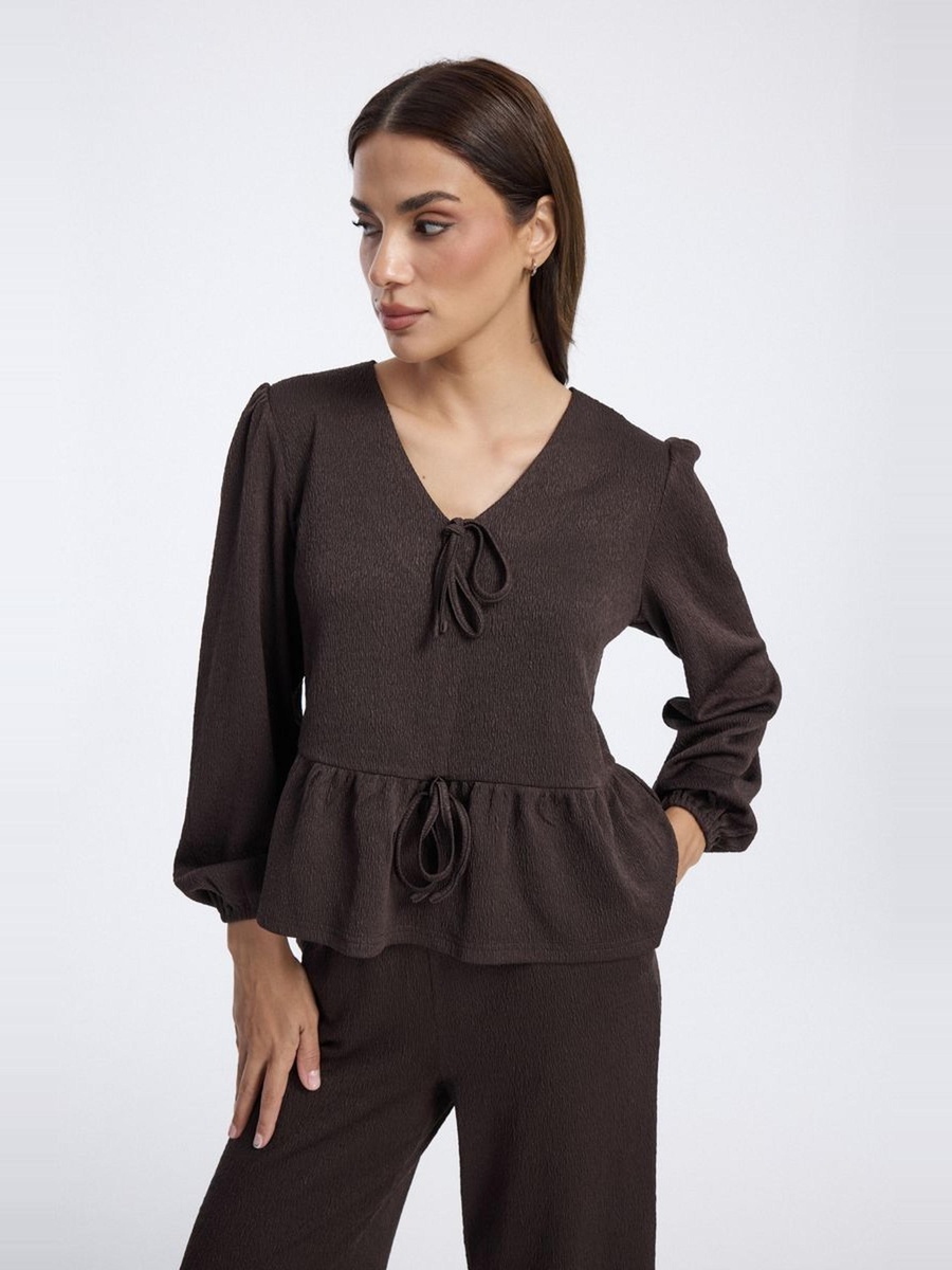Blouse with Front Tie Detail