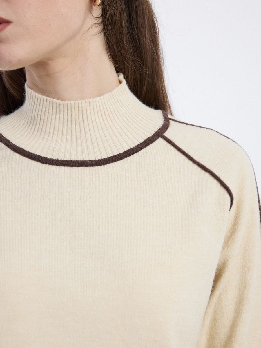 Knitted Blouse with Contrast Trim